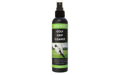 PowerXtroke golf grip cleaner bottle – removes sweat, dirt and residue to restore grip tackiness