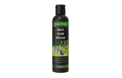 Golf club polishing bottle by PowerXtroke – restores shine and removes impact marks from irons